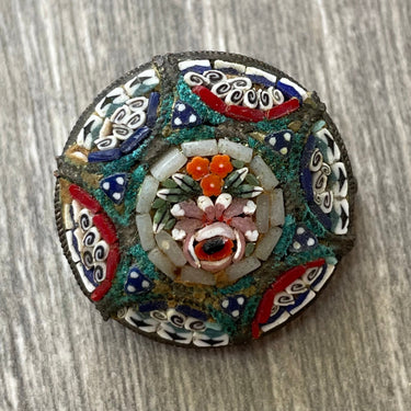 Round Italian Micro Mosaic Floral Brooch Jewelry Bloomers and Frocks